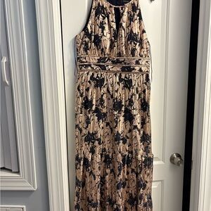 R&M Richards Navy Blue and Rose Gold Maxi Dress